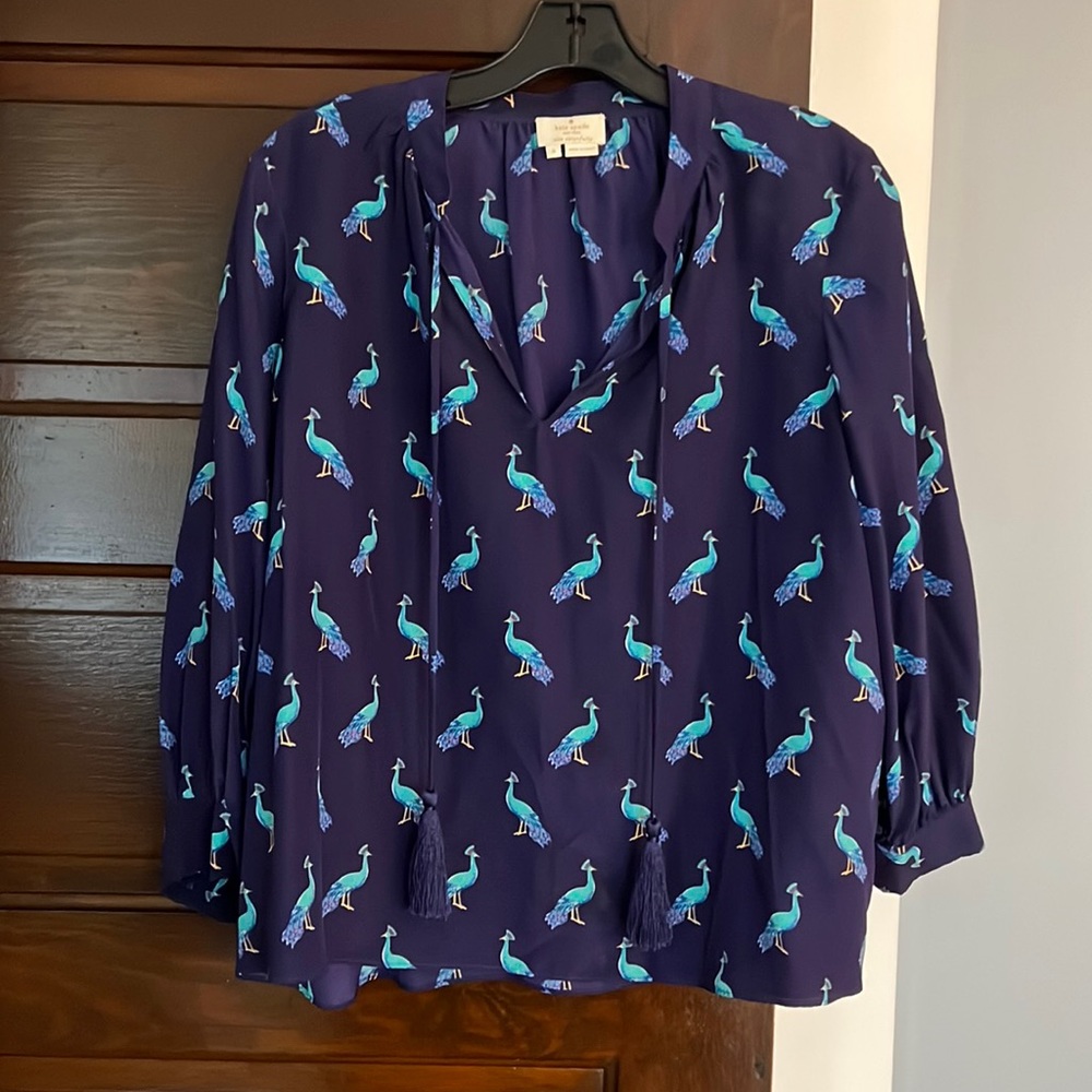 Kate Spade Peacock Silk Swing Top